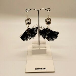 NWT Express Black Fringe Jeweled Earrings
